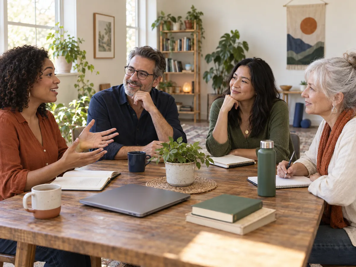 A diverse team sharing ideas around a table